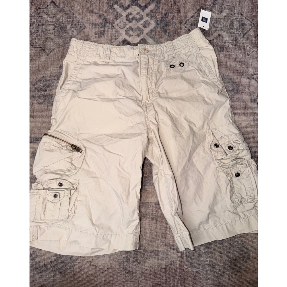 Gap Kids Boys Khaki Cargo Shorts Adjustable Waist Tan Size 14 Regular NWT